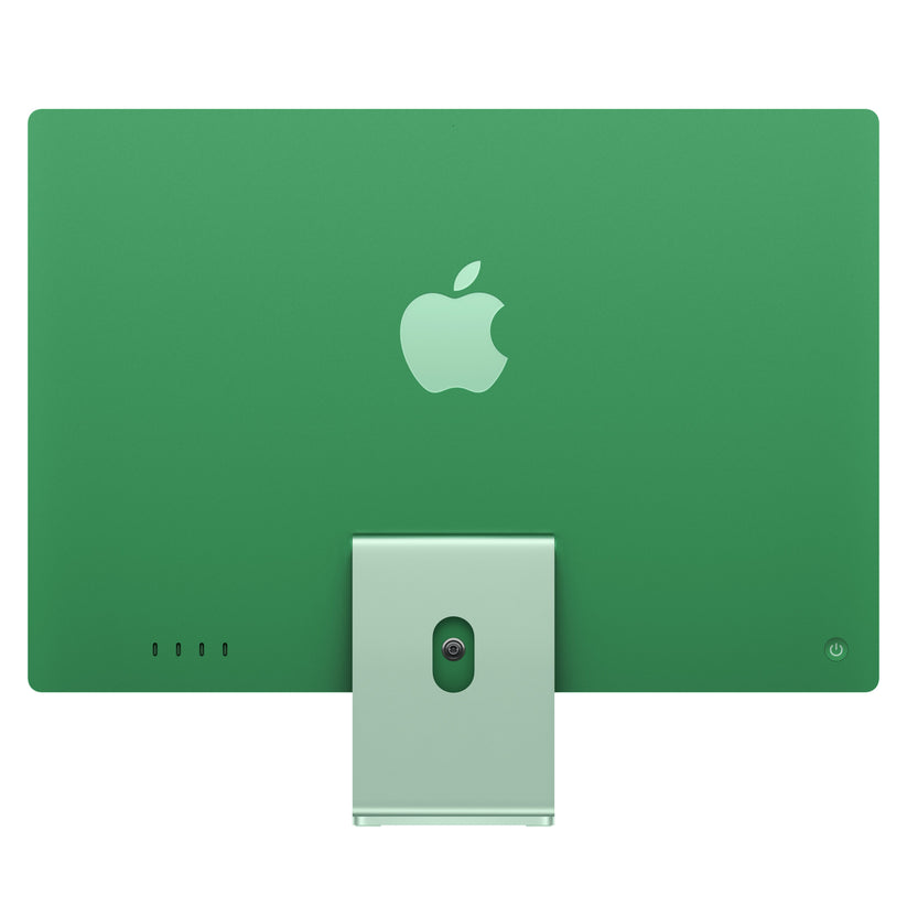 Rear panel view highlighting the green aluminum back of the 24-inch iMac M4 512GB from Tradeline.