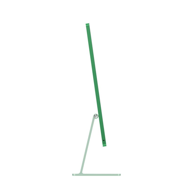 Slim side perspective profile of the 24-inch iMac M4 10-core GPU 512GB Green at Tradeline.
