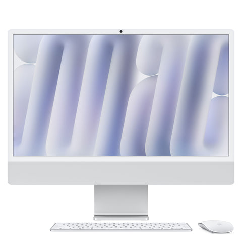Front panel display view of the 24-inch iMac Retina 4.5K M4 10-core CPU 512GB Silver at Tradeline.
