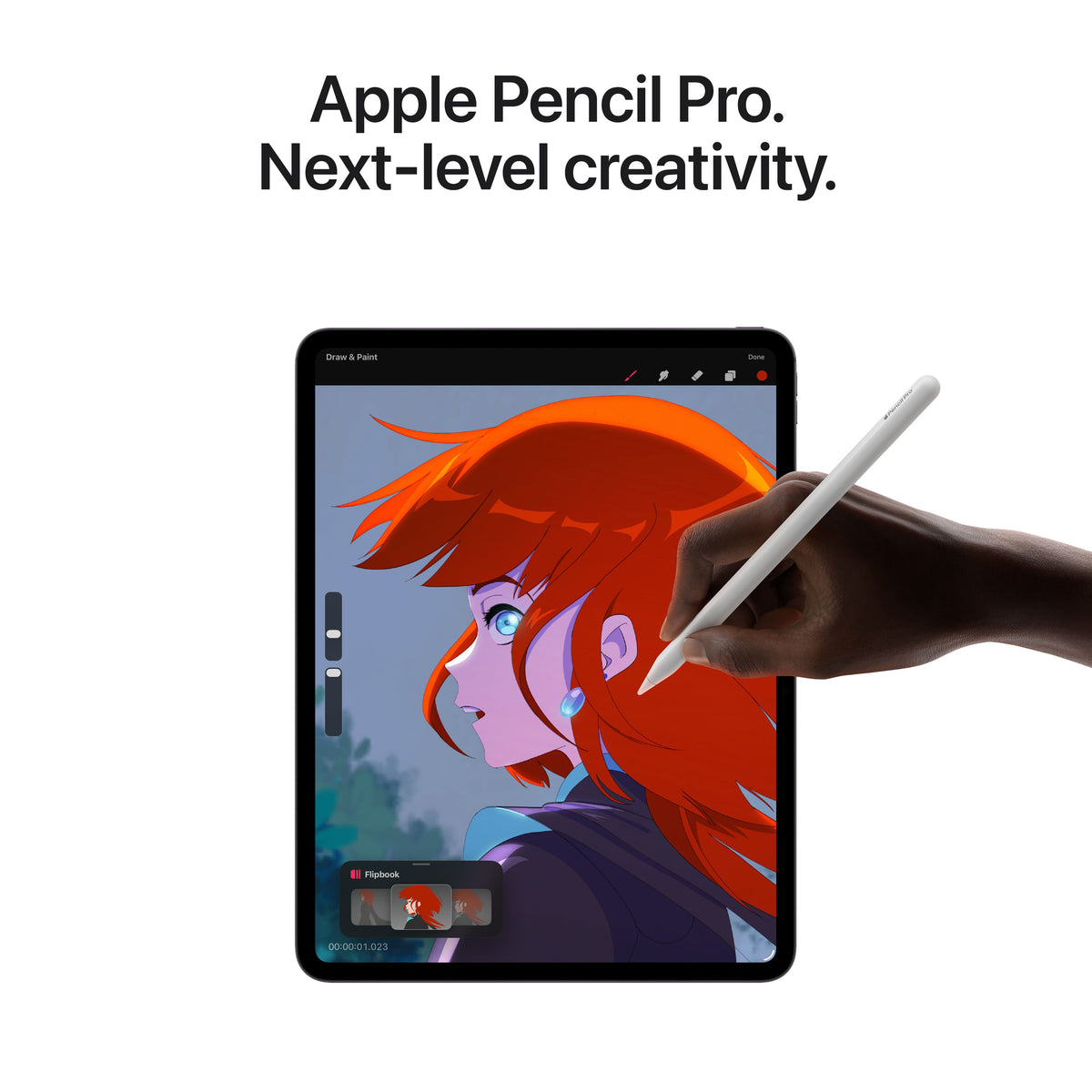 Artist sketching using Apple Pencil Pro on Apple iPad Pro M5 13-inch 1TB Space Black at Tradeline.