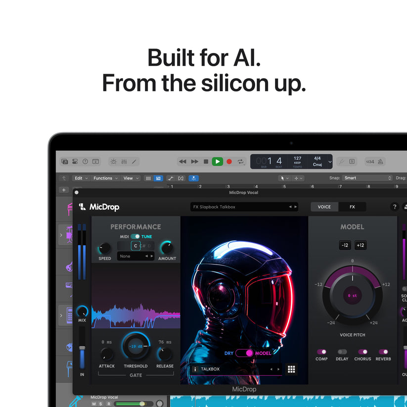 High-performance AI processing capabilities highlighted on 14-inch MacBook Pro M5 1TB Silver at Tradeline.