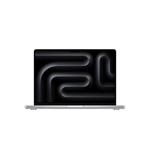 Open front view display of the 14-inch MacBook Pro M5 10-core CPU 1TB Silver available at Tradeline.