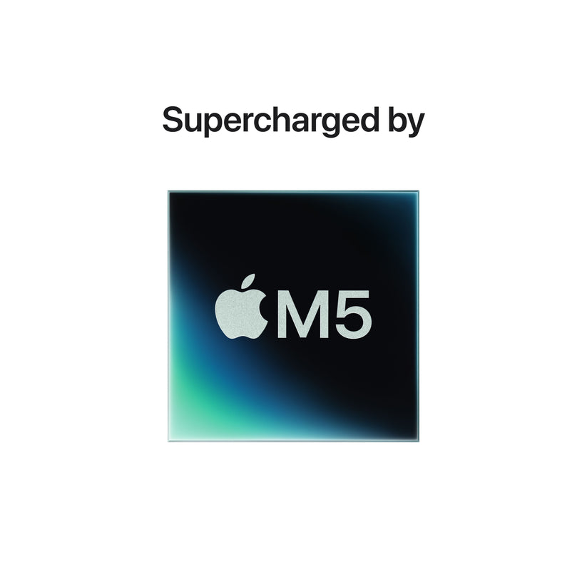 Close-up technical visualization of the Apple M5 chip inside 14-inch MacBook Pro 1TB Silver at Tradeline.