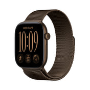 Front side perspective shot of the Apple Watch Series 12 GPS 42mm Dark Bronze Aluminum Case with Dark Bronze Milanese Loop at Tradeline.