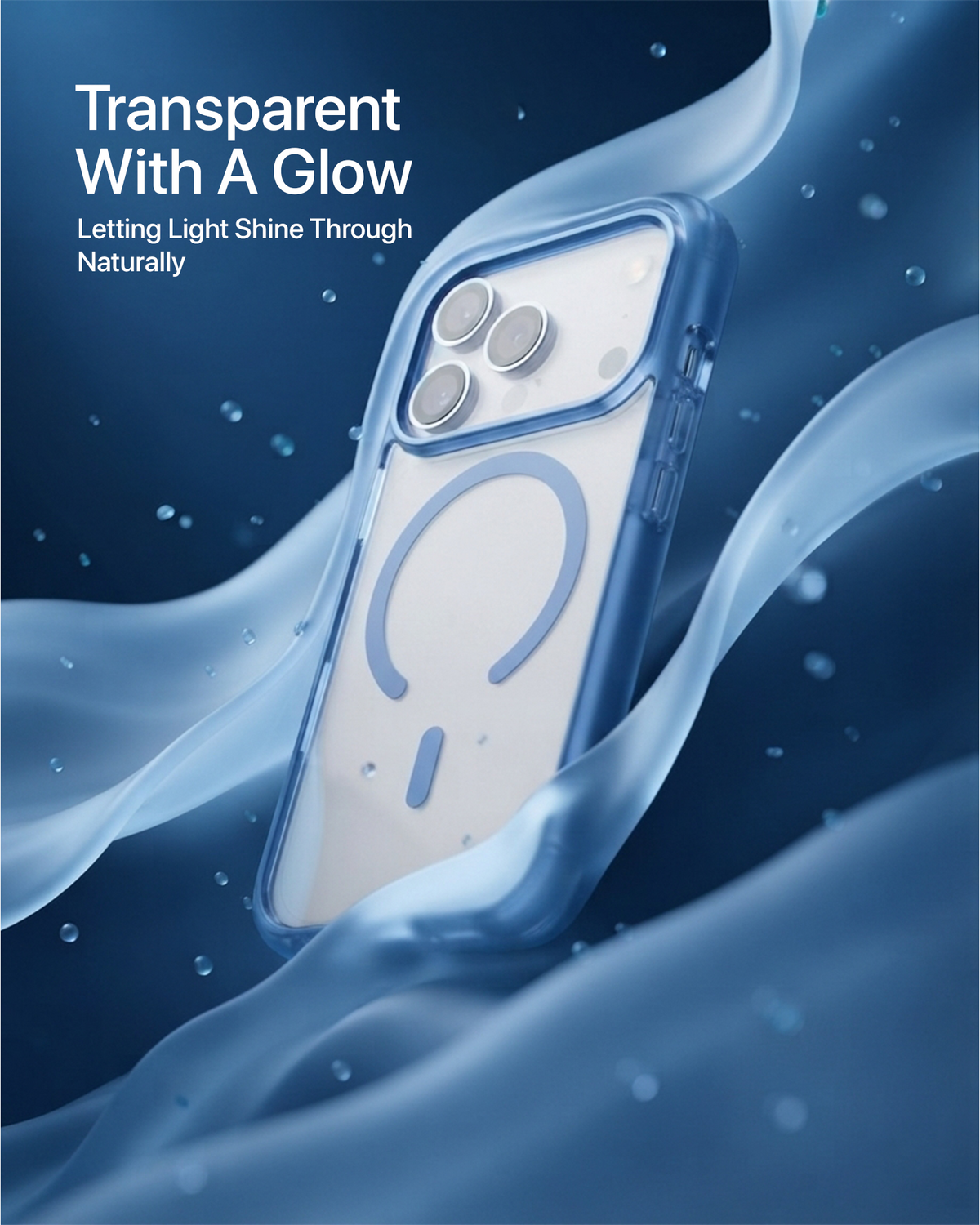 infyty GLOVIO Clear Case with Colored Edges for iPhone 18 Pro Max - Light Blue