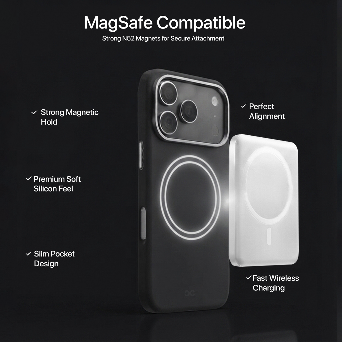 infyty LAVIO Premium Soft Silicone Case for iPhone 18 Pro Max - Black