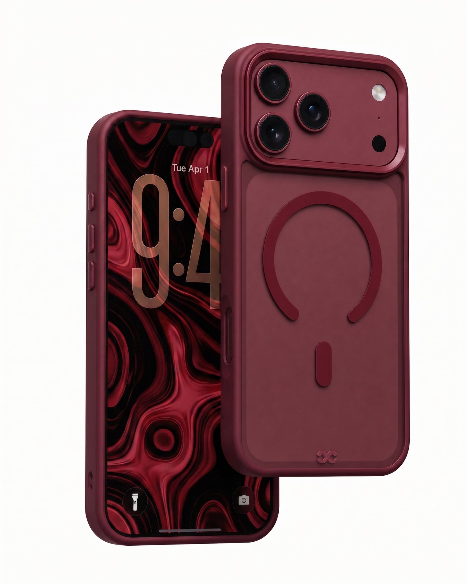 infyty MODO Frosted Soft Touch Case with Metallic Accents for iPhone 18 Pro - Burgundy