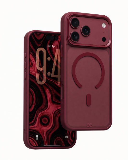 infyty MODO Frosted Soft Touch Case with Metallic Accents for iPhone 18 Pro - Burgundy