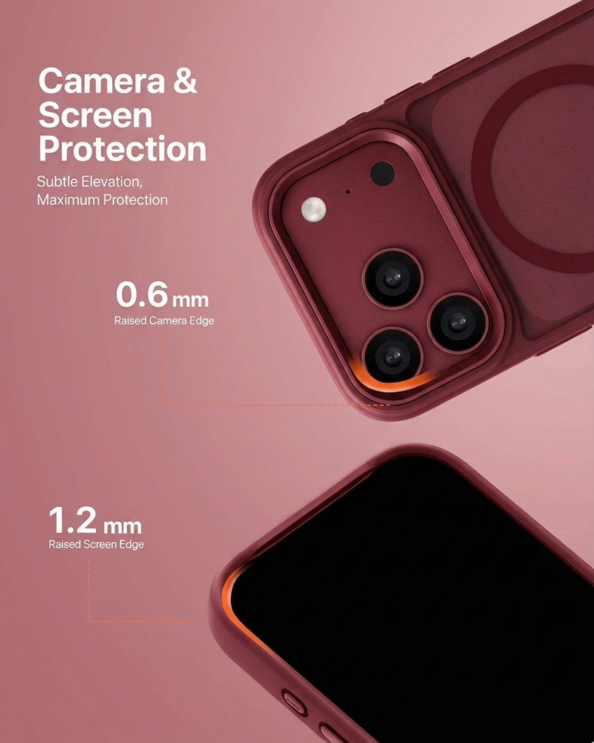 infyty MODO Frosted Soft Touch Case with Metallic Accents for iPhone 18 Pro - Burgundy