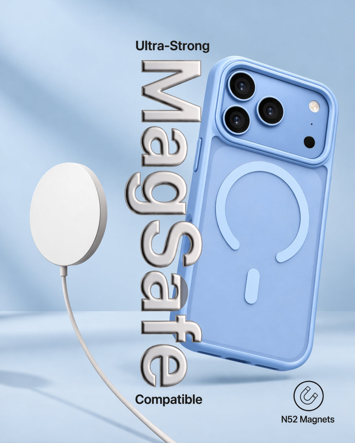 infyty MODO Frosted Soft Touch Case with Metallic Accents for iPhone 18 Pro - Light Blue