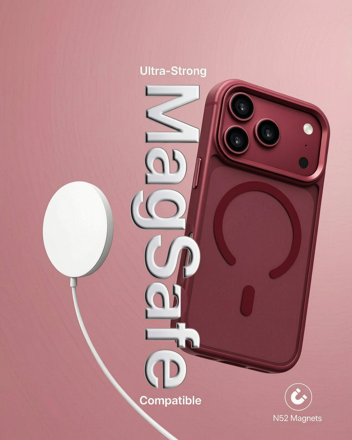 infyty MODO Frosted Soft Touch Case with Metallic Accents for iPhone 18 Pro Max - Burgundy