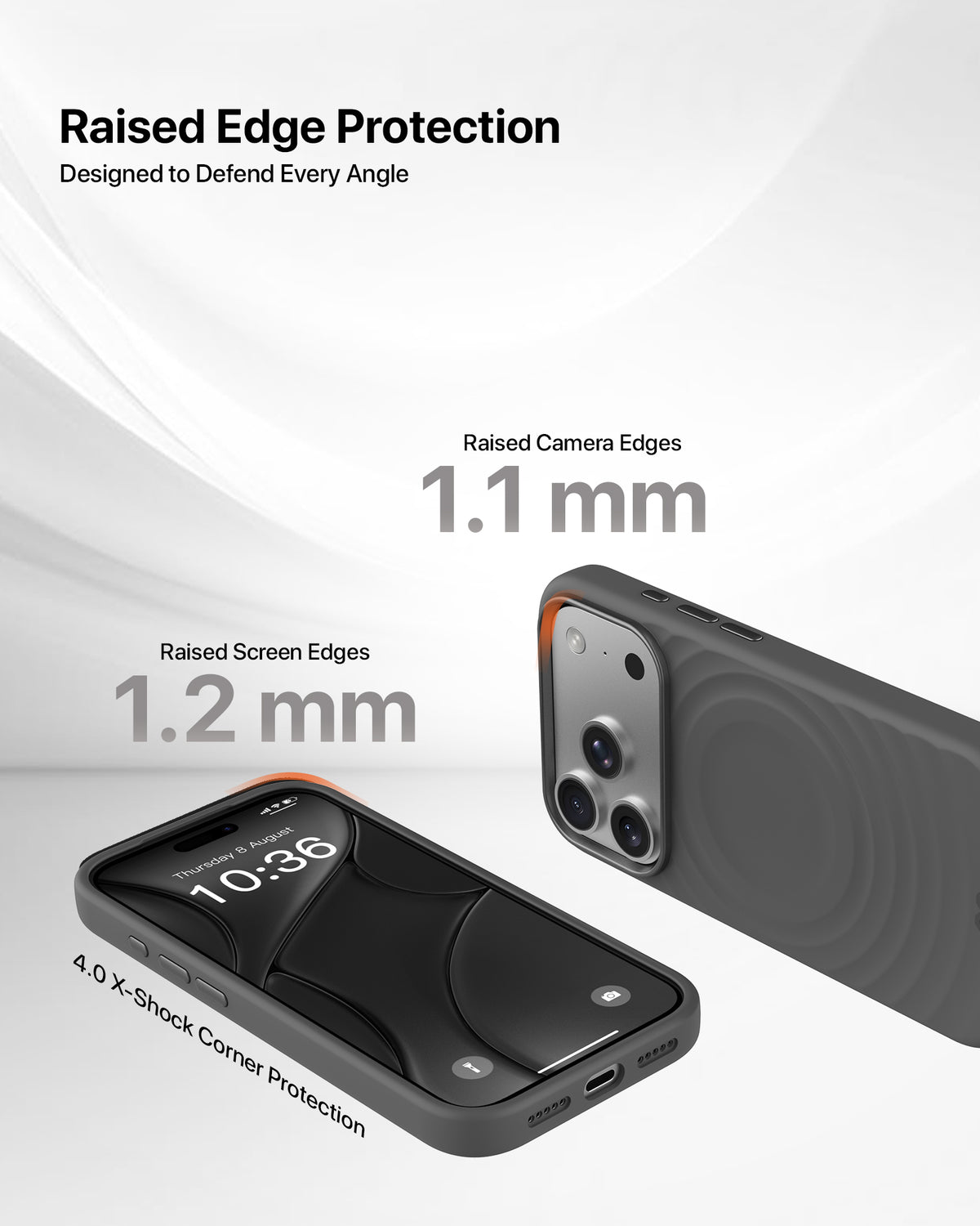 infyty QUIVERX Soft Silicone Ripple Case with Metallic Accents for iPhone 18 Pro - Dark Grey