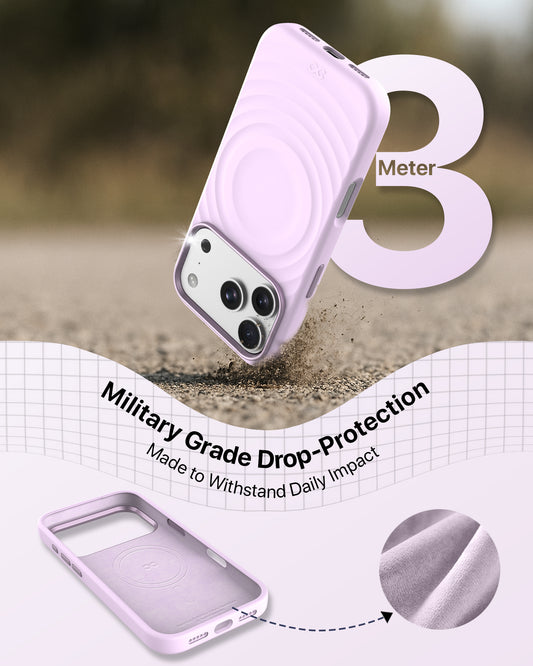 infyty QUIVERX Soft Silicone Ripple Case with Metallic Accents for iPhone 18 Pro - Lavender