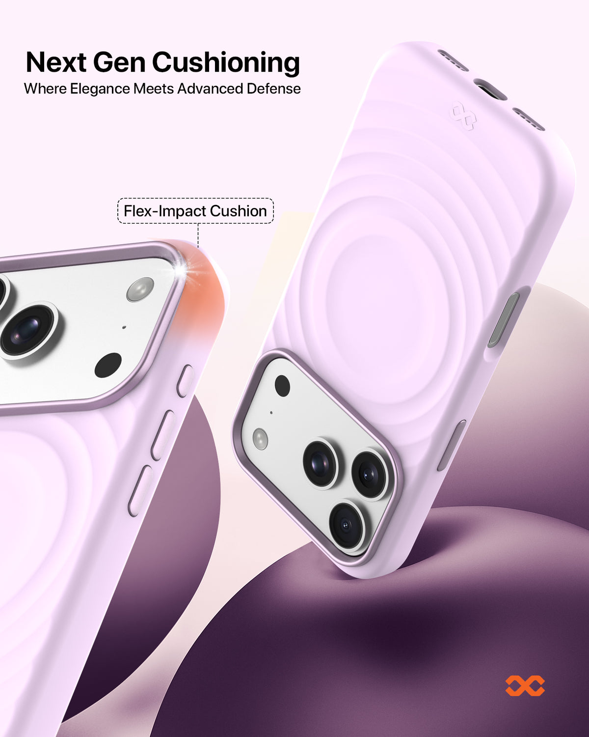 infyty QUIVERX Soft Silicone Ripple Case with Metallic Accents for iPhone 18 Pro - Lavender