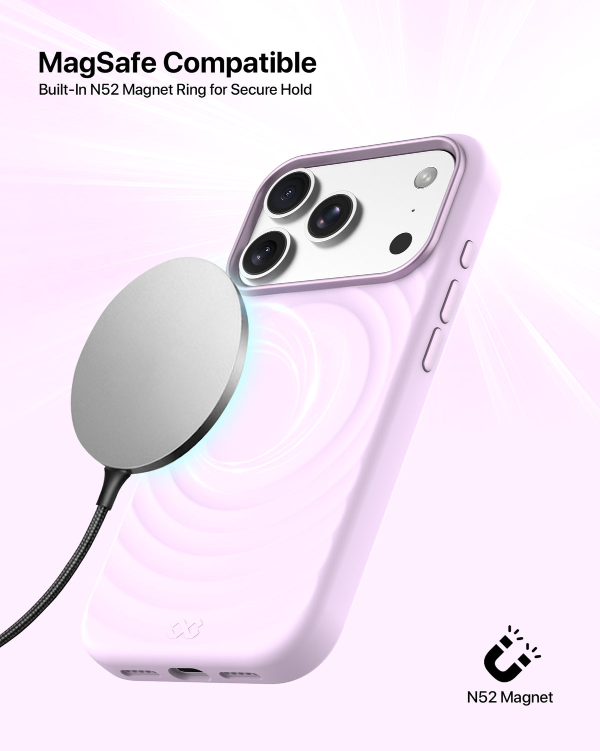 infyty QUIVERX Soft Silicone Ripple Case with Metallic Accents for iPhone 18 Pro - Lavender