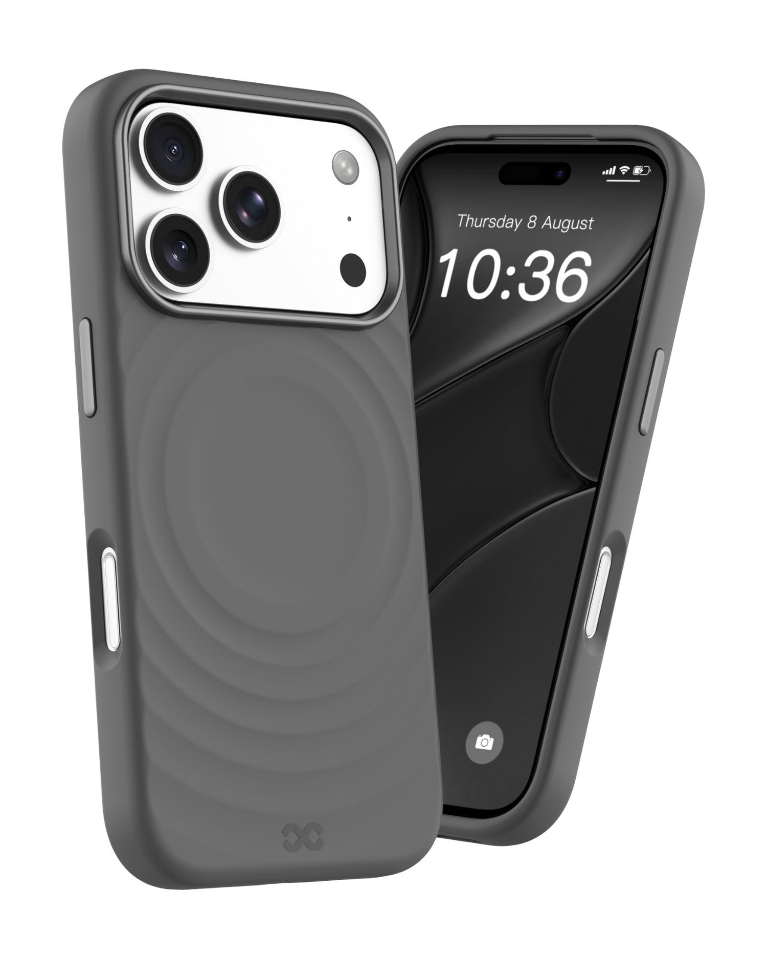 infyty QUIVERX Soft Silicone Ripple Case with Metallic Accents for iPhone 18 Pro Max - Dark Grey