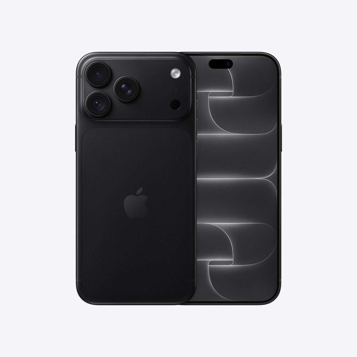 Front and back view display of the iPhone 18 Pro Max 2TB Black available at Tradeline.