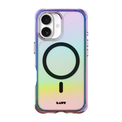 Rear view of the modern, chromatic Laut AERO HOLO everyday protection case for iPhone 17 in Holo Midnight from Tradeline.