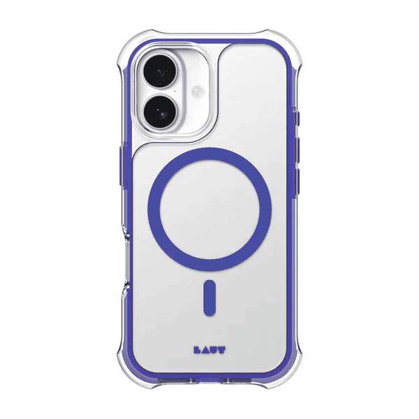 Rear view of the anti-scratch composite backplate on the Laut AERO PROTECT case for iPhone 17 in Future Blue at Tradeline.