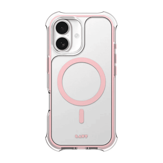Rear view of the subtle, stylish Laut AERO PROTECT defense case for iPhone 17 in Lace Pink available at Tradeline.