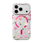 Rear view of the Laut BLOSSOM LUXE case for iPhone 17 Pro in Pink Roses featuring a premium floral design at Tradeline.