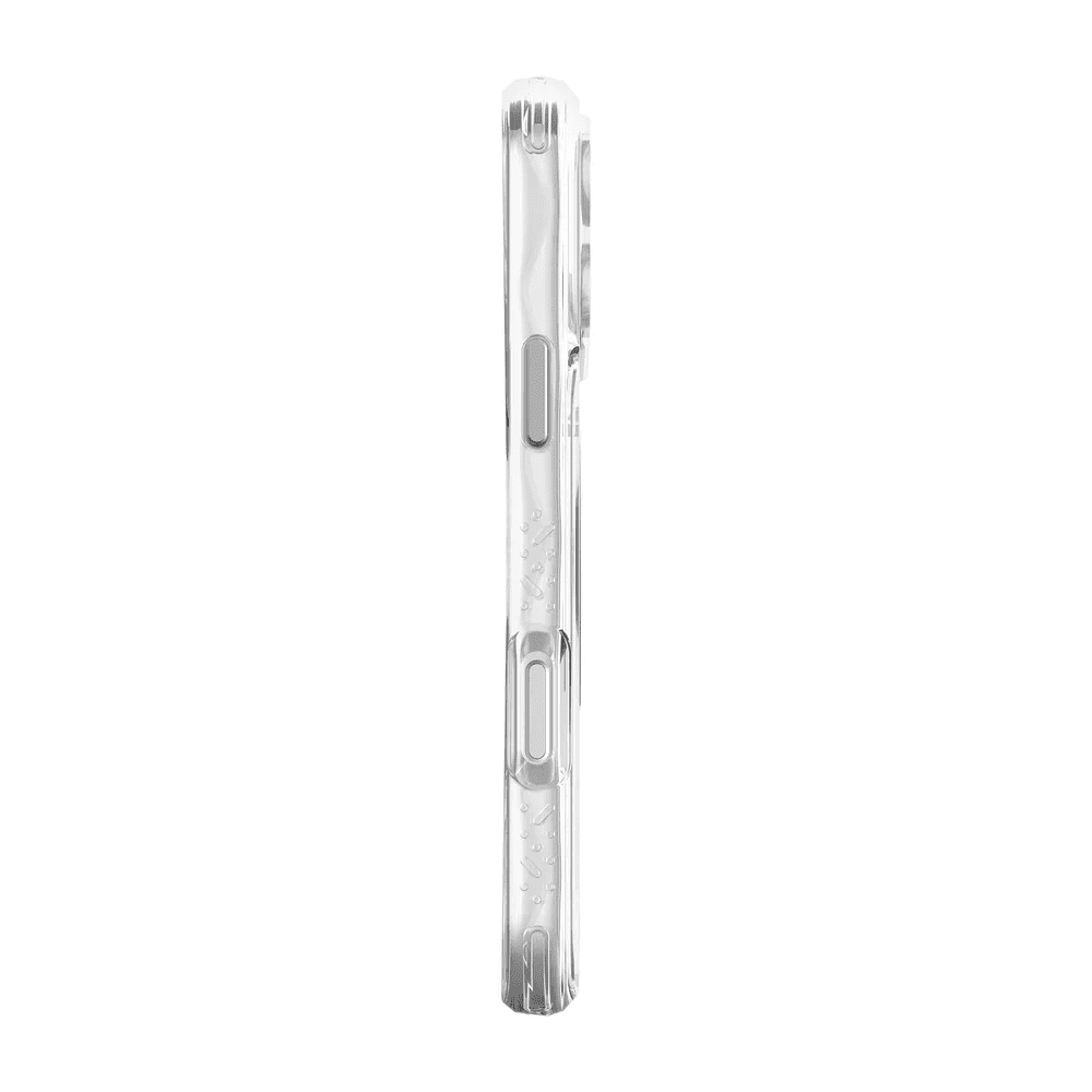 side view of the anti-yellowing transparent Laut CARBON MATTER case for iPhone 17 in Crystal clear at Tradeline.