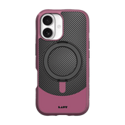 Rear view of the sleek Laut CARBON MATTER armor case for iPhone 17 in Wine Red colorway available at Tradeline.