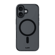 Rear view showing the sleek smoky transparency of the Laut CRYSTAL FLURO case for iPhone 17 in Clear Black at Tradeline.