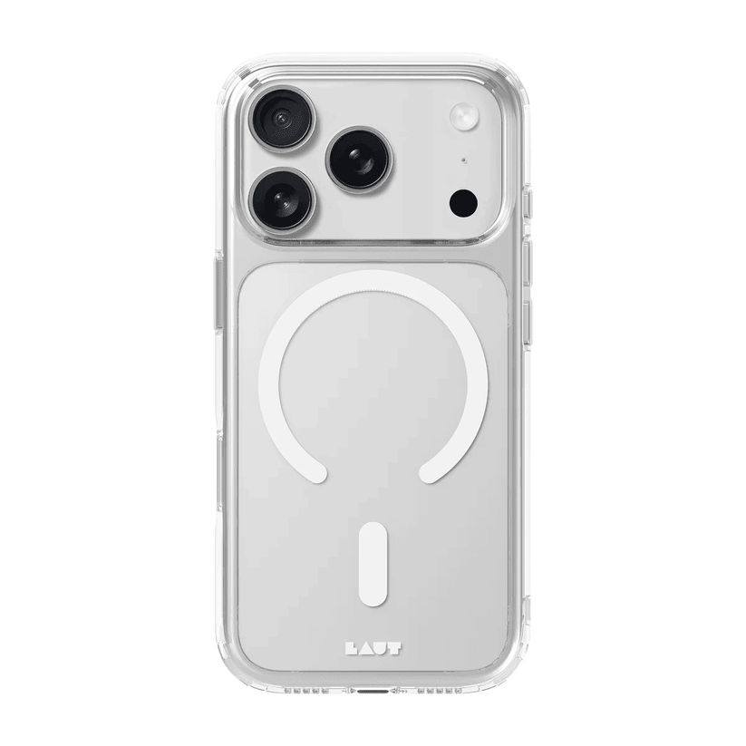 Rear view of the durable Laut CRYSTAL FLURO shockproof cover for iPhone 17 Pro in smoky Clear Grey available at Tradeline.