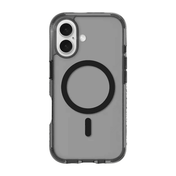 Rear view of the dark tinted translucent Laut CRYSTAL MATTER X case for iPhone 16 in Black Crystal at Tradeline.