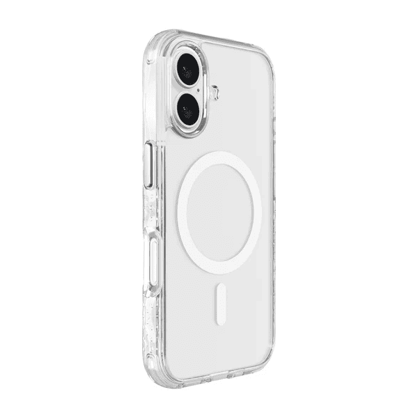 Back side perspective highlighting the anti-yellowing bumper panels of the Laut CRYSTAL MATTER X iPhone 16 Crystal case from Tradeline Egypt.