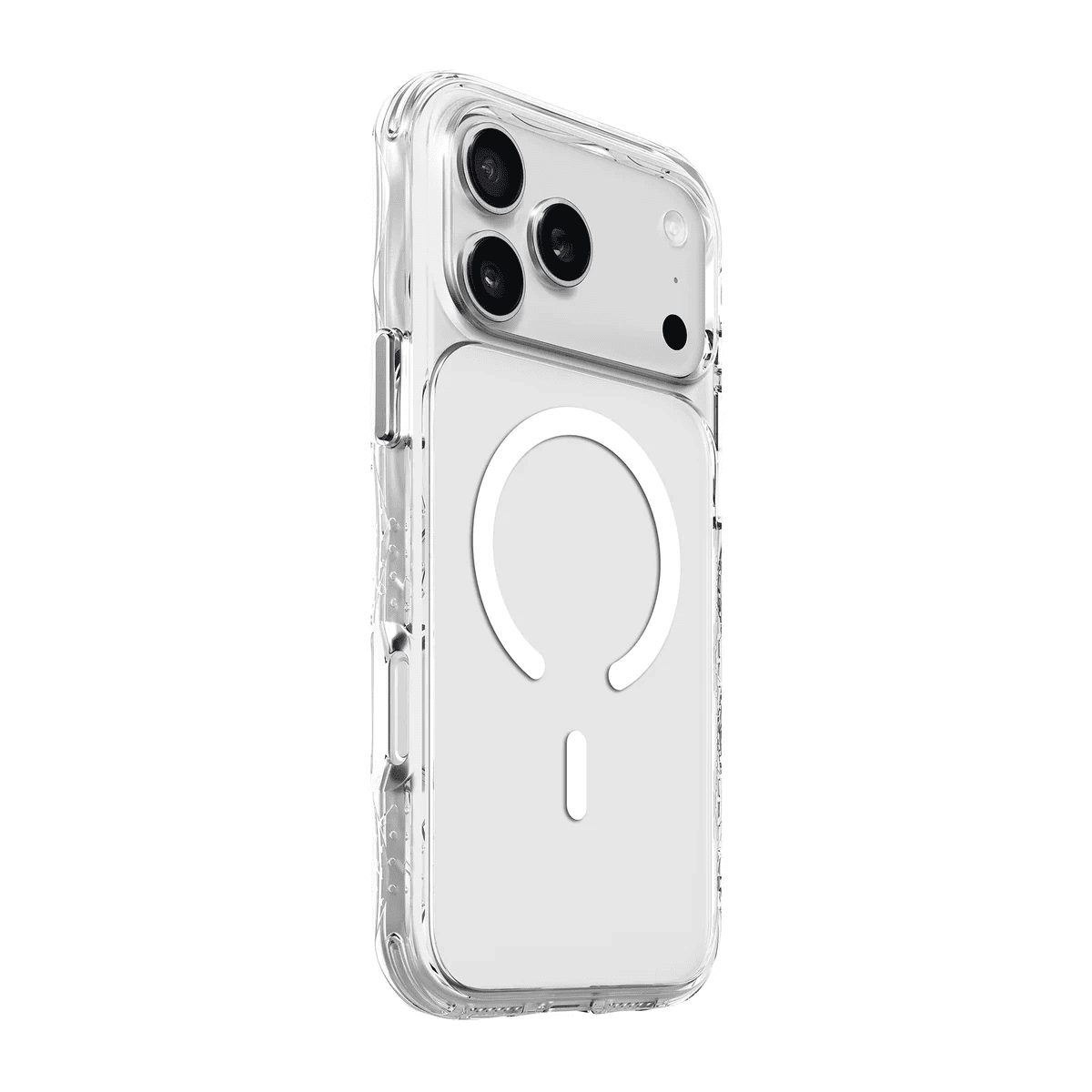Back side view showcasing the slim profile and tactile buttons of the Laut CRYSTAL MATTER X iPhone 17 Pro Crystal case at Tradeline Egypt.