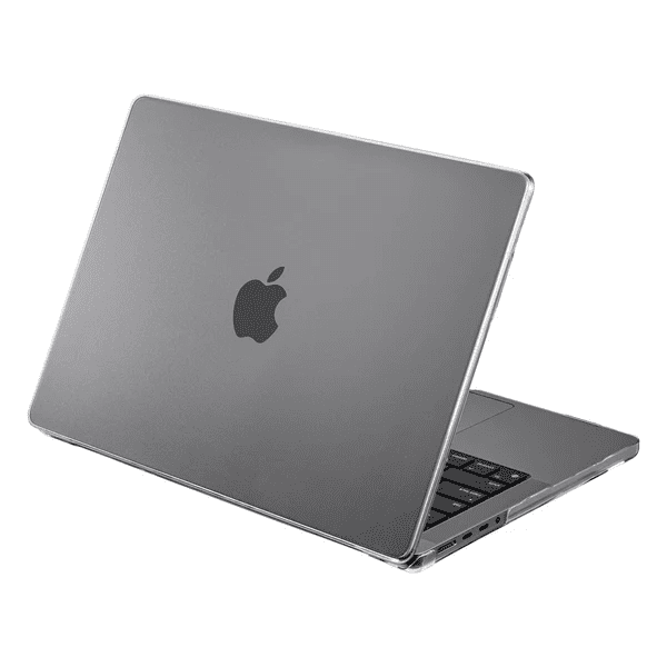 Quarterly open view showcasing the clear LAUT CRYSTAL-X protective shell for MacBook Pro 14-inch 2023/2021 in Crystal at Tradeline Egypt.