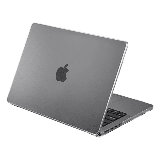 Quarterly open view showcasing the clear LAUT CRYSTAL-X protective shell for MacBook Pro 14-inch 2023/2021 in Crystal at Tradeline Egypt.