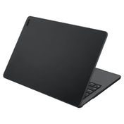 Quarterly open view of the translucent LAUT HUEX hardshell case for MacBook Pro 16-inch 2023/2021 in Frost Black at Tradeline.