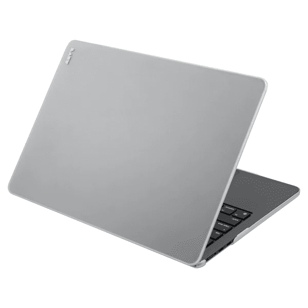 Quarterly open view of the clear matte LAUT HUEX protective case for MacBook Pro 16-inch 2023/2021 in Frost from Tradeline Egypt.