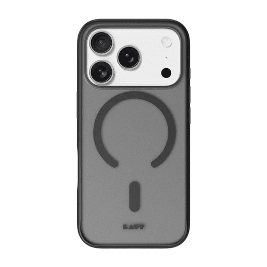 Minimalist front view of the durable Laut HUEX PROTECT case for iPhone 17 Pro in Black finish available at Tradeline.