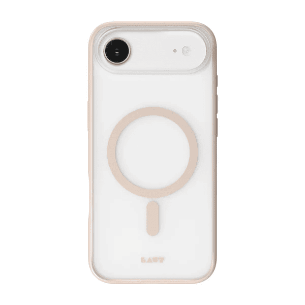 Front view displaying the screen bezels of the Laut HUEX PROTECT case for iPhone Air in Beige Gold at Tradeline.