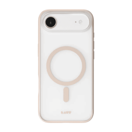 Front view displaying the screen bezels of the Laut HUEX PROTECT case for iPhone Air in Beige Gold at Tradeline.