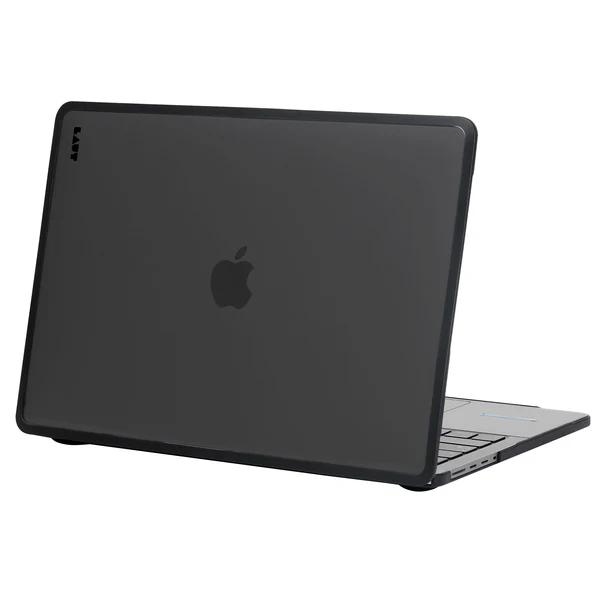 Closed back view of the scratch-resistant LAUT HUEX PROTECT case for MacBook Pro 16-inch 2023/2021 in Frost Black available at Tradeline.