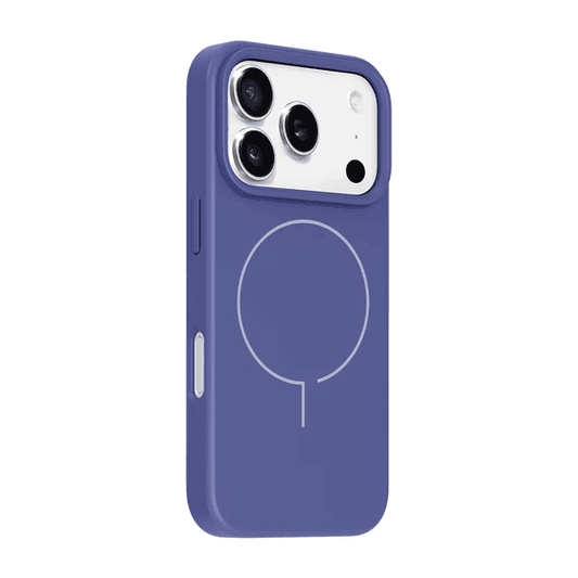 Side view demonstrating the minimalist everyday scratch defense of the Laut HUEX SLIM case for iPhone 17 Pro Max Future Blue from Tradeline.