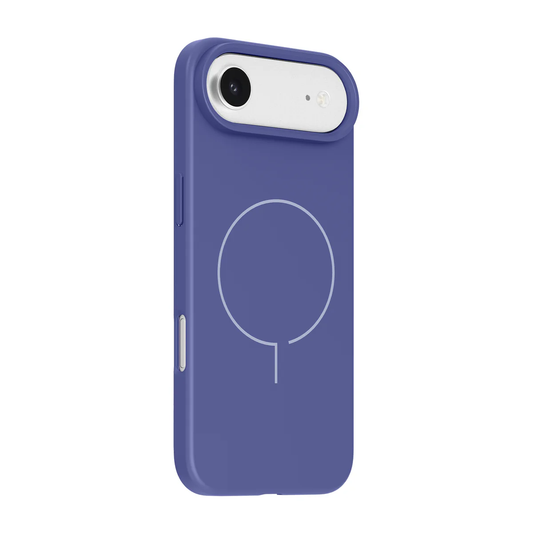 Side profile view showcasing the secure-grip texture of the Laut HUEX SLIM case for iPhone Air Future Blue from Tradeline.