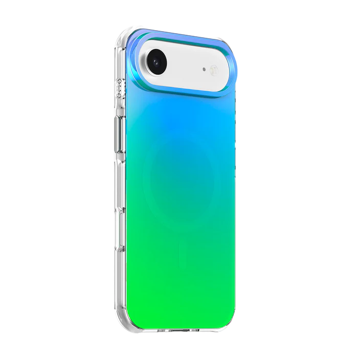 Side profile detailing the edge bump defense of the Laut HUEX WAVE case for iPhone Air Aqua Mint from Tradeline Egypt.