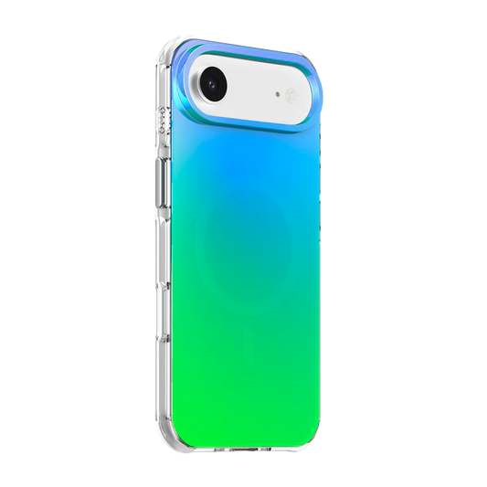 Side profile detailing the edge bump defense of the Laut HUEX WAVE case for iPhone Air Aqua Mint from Tradeline Egypt.