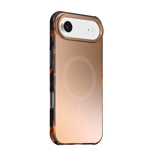 Side view showcasing the ergonomic frame design of the Laut HUEX WAVE case for iPhone Air Caramel Gold at Tradeline.