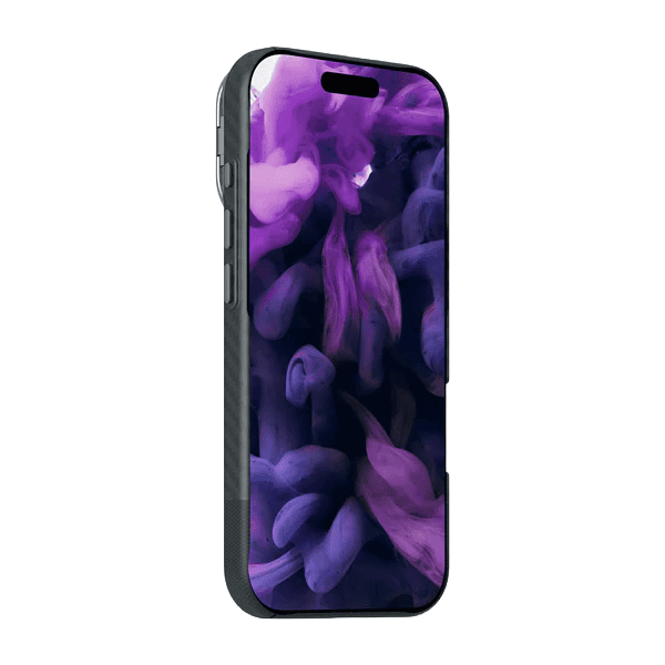front view showcasing the scratch-resistant back panel of the Laut KEV PROTECT Dupont Aramid Fiber case for iPhone 17 Pro Black at Tradeline.
