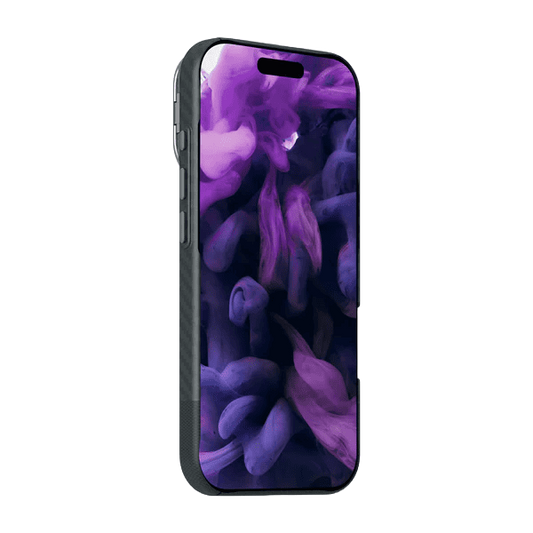 front view showcasing the scratch-resistant back panel of the Laut KEV PROTECT Dupont Aramid Fiber case for iPhone 17 Pro Black at Tradeline.