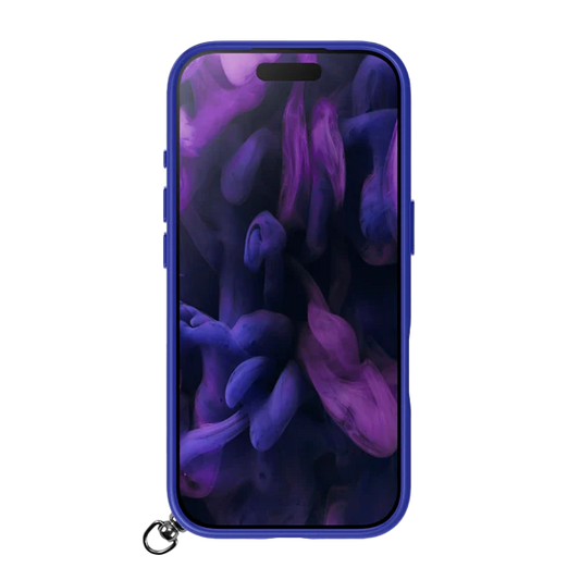 Front view displaying the precise bezel coverage of the Laut KEYKO POP case for iPhone 17 Pro Indigo Tide from Tradeline Egypt.