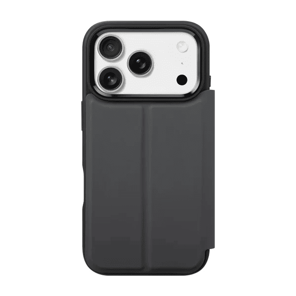 Rear view of the protective Laut MagFolio folio cover for iPhone 17 Pro Max in Black available at Tradeline.