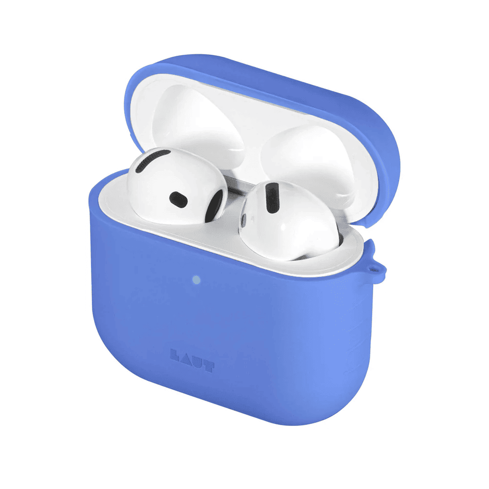 Open view displaying the clean internal layout of the LAUT POD silicone case for AirPods 4 in Heron Blue available at Tradeline.